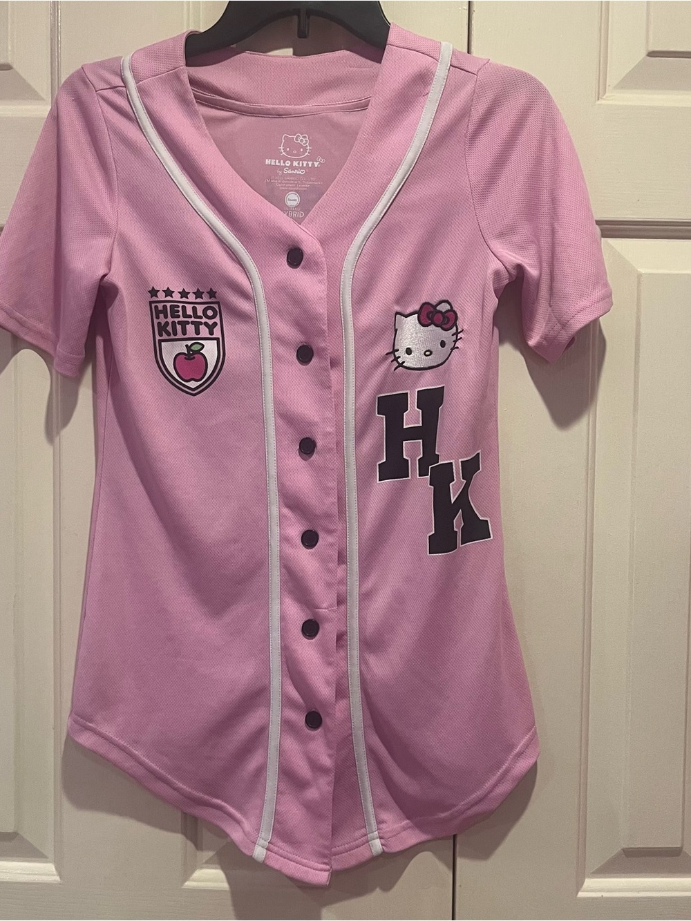 Hello Kitty Pink Button-Up Baseball Jersey Size XS
